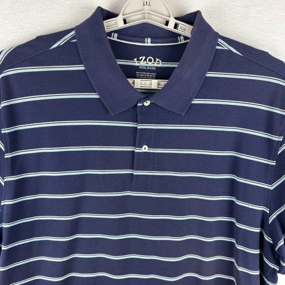 IZOD MEN'S GOLF POLO SHIRT STRIPED BLUE SHORT SLEEVE, XXXL/XXXG - Picture 2 of 8